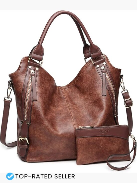PU Leather Hobo Shoulder Tote Bag with Adjustable Strap Large Capacity